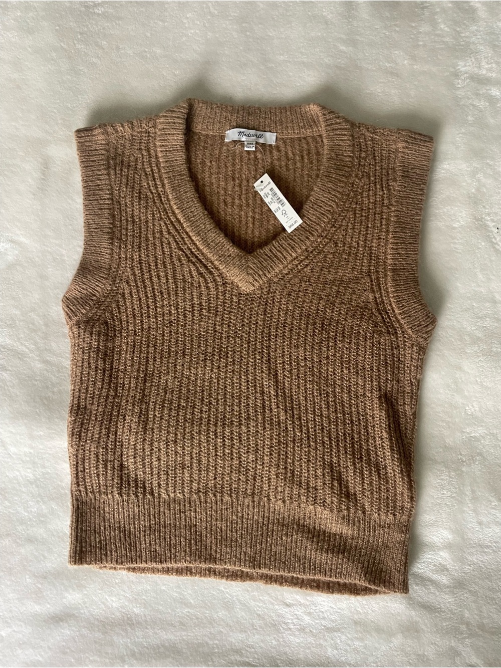 Madewell Tan Brown V-Neck Sleeveless Sweater Vest